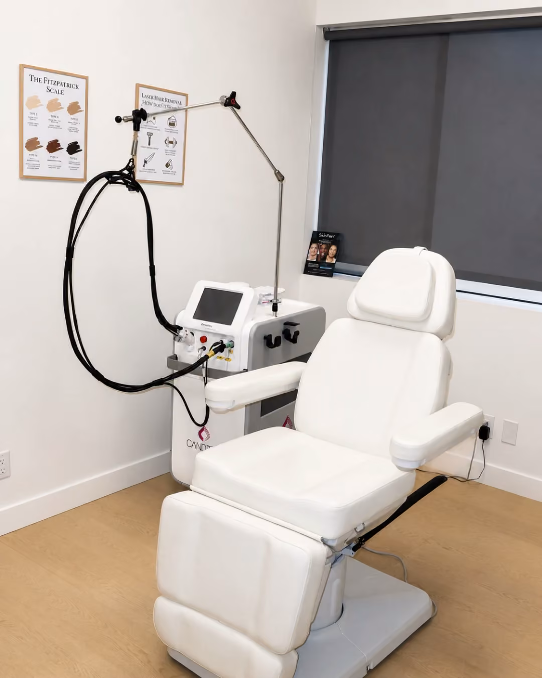 Bright laser treatment room at Corinne Aesthetics